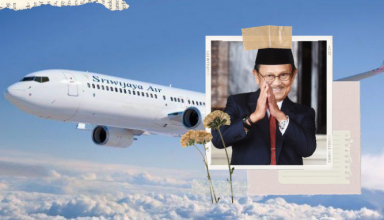 Ilustrasi Pesawat Sriwijaya Air dan BJ Habibie